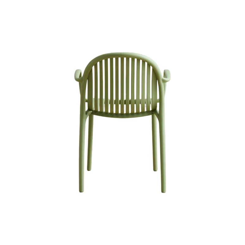 Set de 4 Sillas Marruecos con Brazos, Verde Olivo, con Espaldar en Rayas y Diseño Minimalista