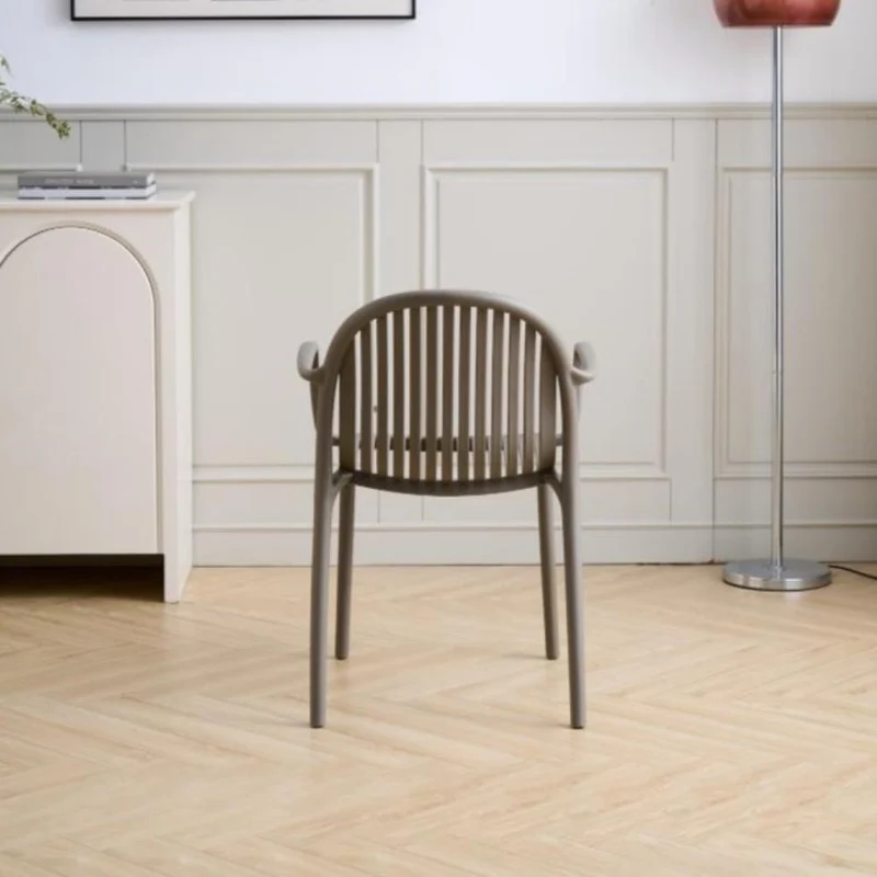 Set de 2 Sillas Marruecos con Brazos, Taupe, con Espaldar en Rayas y Diseño Minimalista