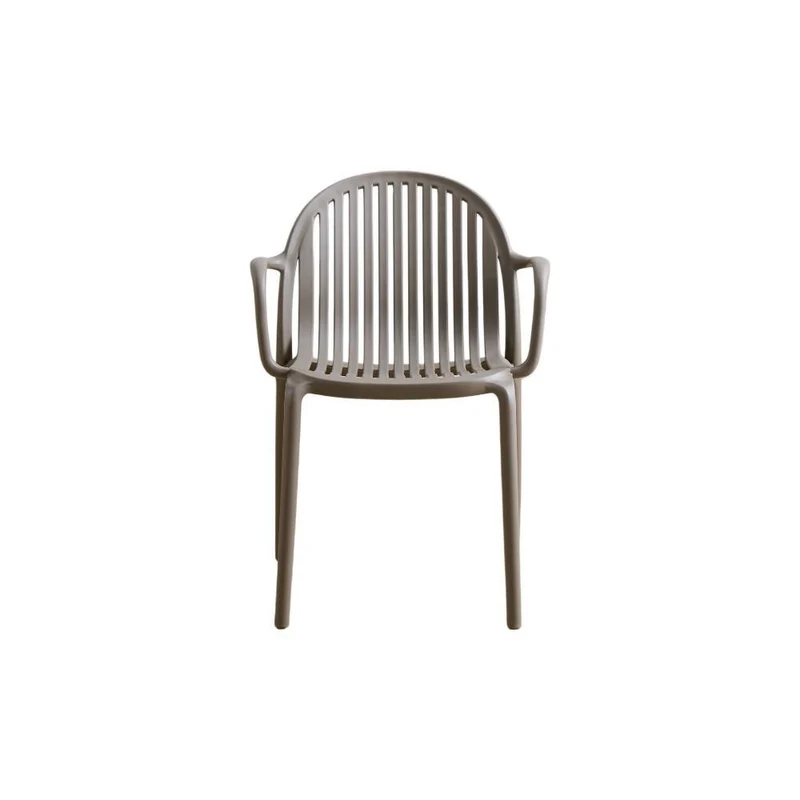 Set de 2 Sillas Marruecos con Brazos, Taupe, con Espaldar en Rayas y Diseño Minimalista