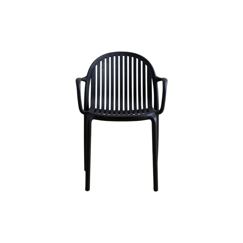 Set de 4 Sillas Marruecos con Brazos, Negro, con Espaldar en Rayas y Diseño Minimalista