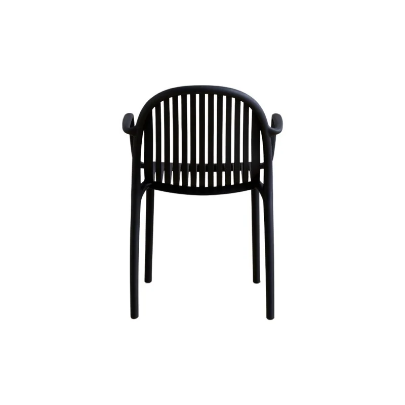 Set de 4 Sillas Marruecos con Brazos, Negro, con Espaldar en Rayas y Diseño Minimalista