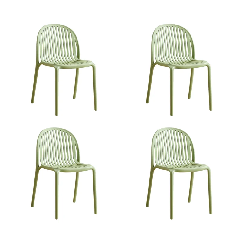Set de 4 Sillas Marruecos, Verde Olivo, con Espaldar en Rayas y Diseño Minimalista