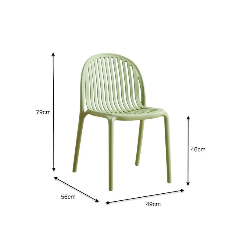 Set de 2 Sillas Marruecos, Verde Olivo, con Espaldar en Rayas y Diseño Minimalista