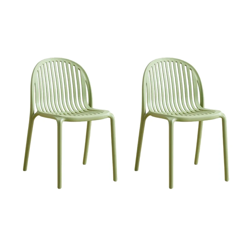 Set de 2 Sillas Marruecos, Verde Olivo, con Espaldar en Rayas y Diseño Minimalista