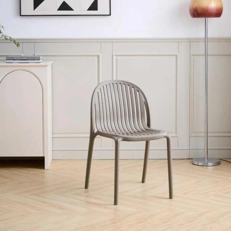 Set de 2 Sillas Marruecos, Taupe, con Espaldar en Rayas y Diseño Minimalista