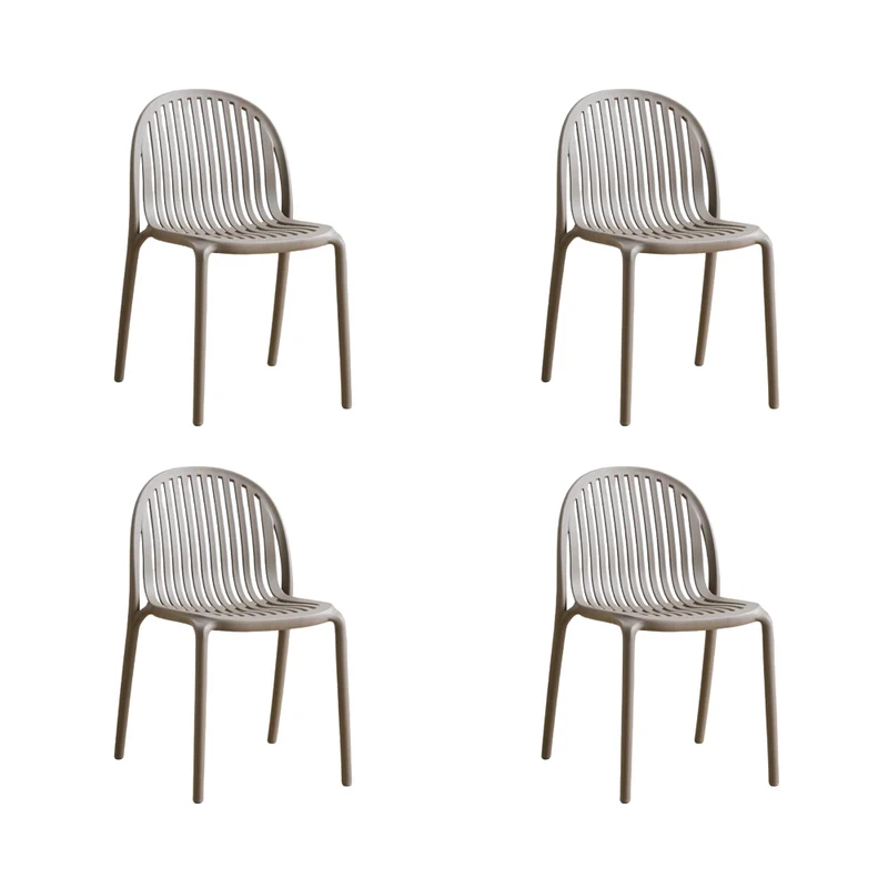 Set de 4 Sillas Marruecos, Taupe, con Espaldar en Rayas y Diseño Minimalista