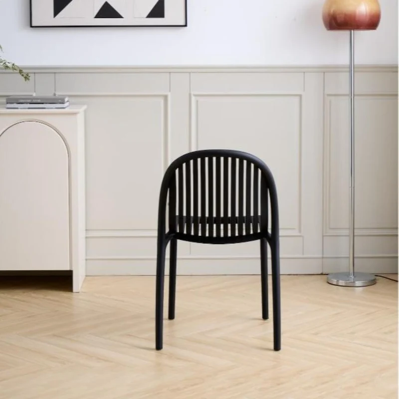 Set de 2 Sillas Marruecos, Negro, con Espaldar en Rayas y Diseño Minimalista