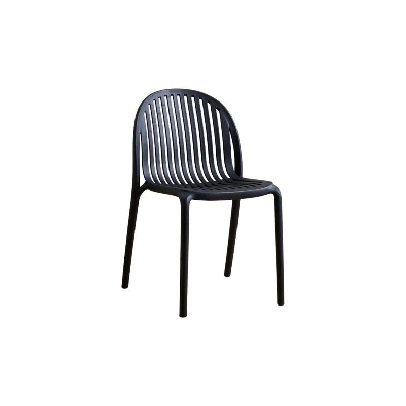 Set de 2 Sillas Marruecos, Negro, con Espaldar en Rayas y Diseño Minimalista