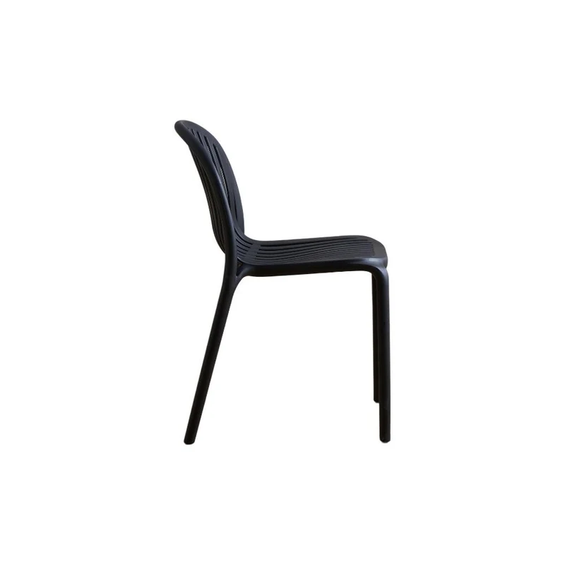 Set de 2 Sillas Marruecos, Negro, con Espaldar en Rayas y Diseño Minimalista