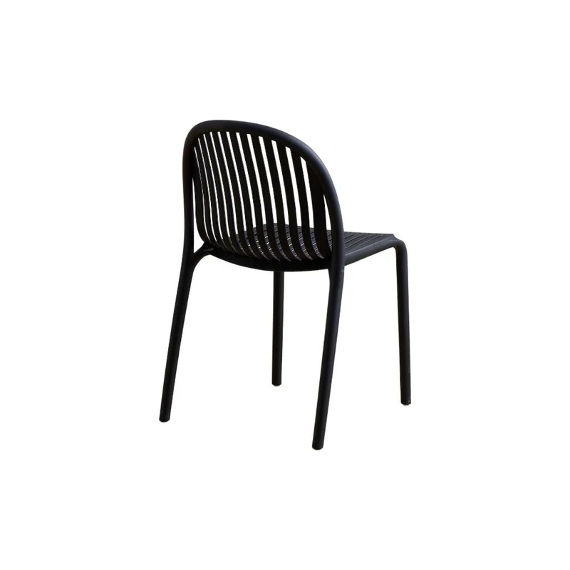Set de 2 Sillas Marruecos, Negro, con Espaldar en Rayas y Diseño Minimalista