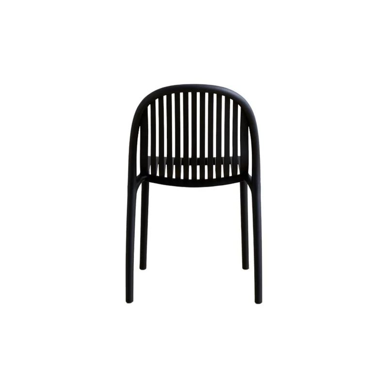 Set de 2 Sillas Marruecos, Negro, con Espaldar en Rayas y Diseño Minimalista