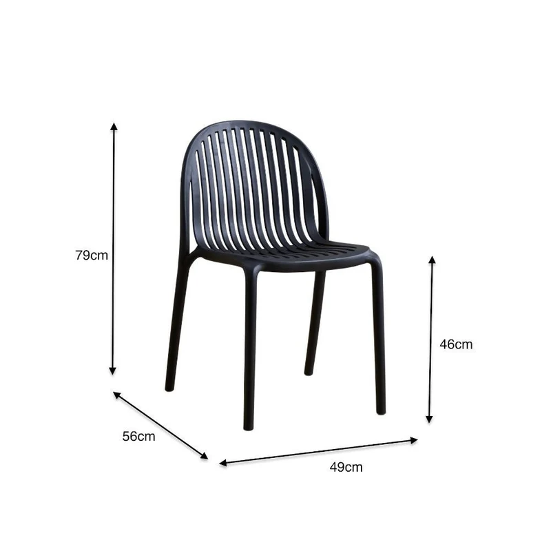 Set de 2 Sillas Marruecos, Negro, con Espaldar en Rayas y Diseño Minimalista