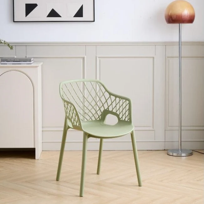 Set de 2 Sillas con Brazos Casablanca, Verde Olivo, con Espaldar en Diamantes y Estilo Moderno