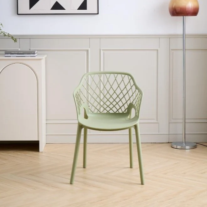 Set de 2 Sillas con Brazos Casablanca, Verde Olivo, con Espaldar en Diamantes y Estilo Moderno