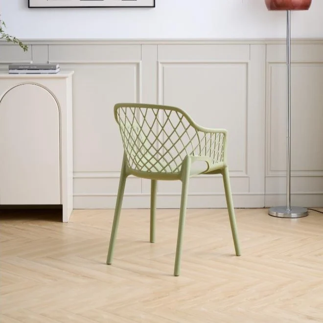 Set de 2 Sillas con Brazos Casablanca, Verde Olivo, con Espaldar en Diamantes y Estilo Moderno