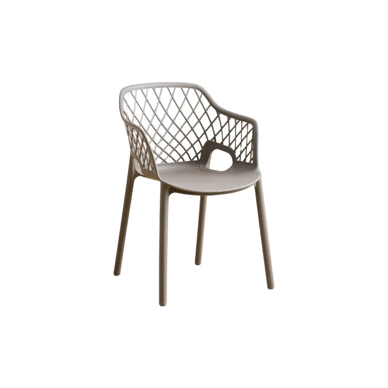 Set de 4 Sillas con Brazos Casablanca, Taupe, con Espaldar en Diamantes y Estilo Moderno