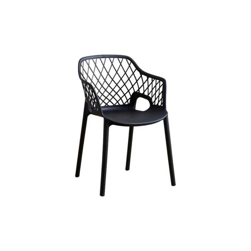 Set de 4 Sillas con Brazos Casablanca, Negro, con Espaldar en Diamantes y Estilo Moderno