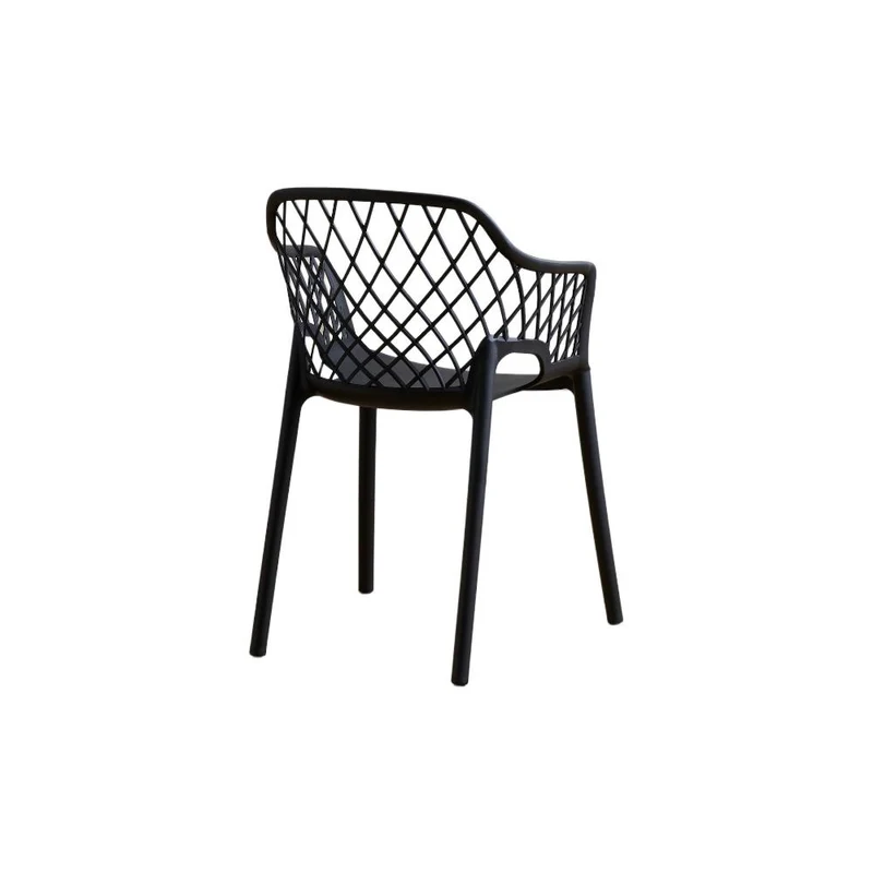 Set de 4 Sillas con Brazos Casablanca, Negro, con Espaldar en Diamantes y Estilo Moderno