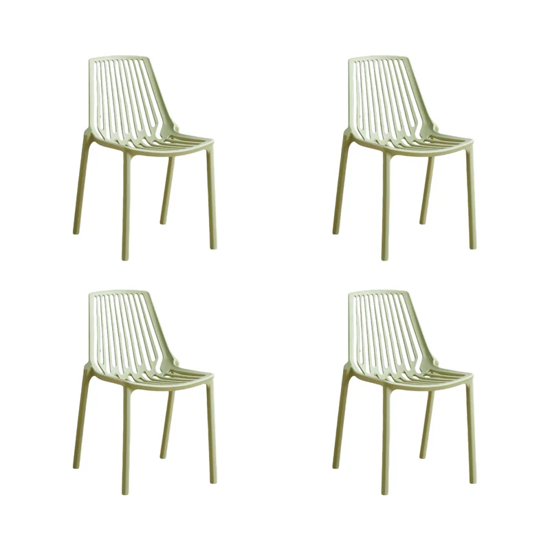 Set de 4 Sillas Tanger, Verde Olivo, con Espaldar y Diseño Moderno