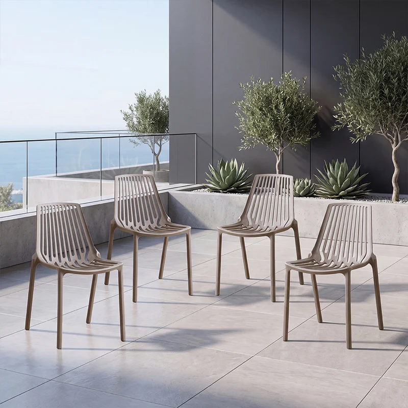 Set de 4 Sillas Tanger, Taupe, con Espaldar y Diseño Moderno