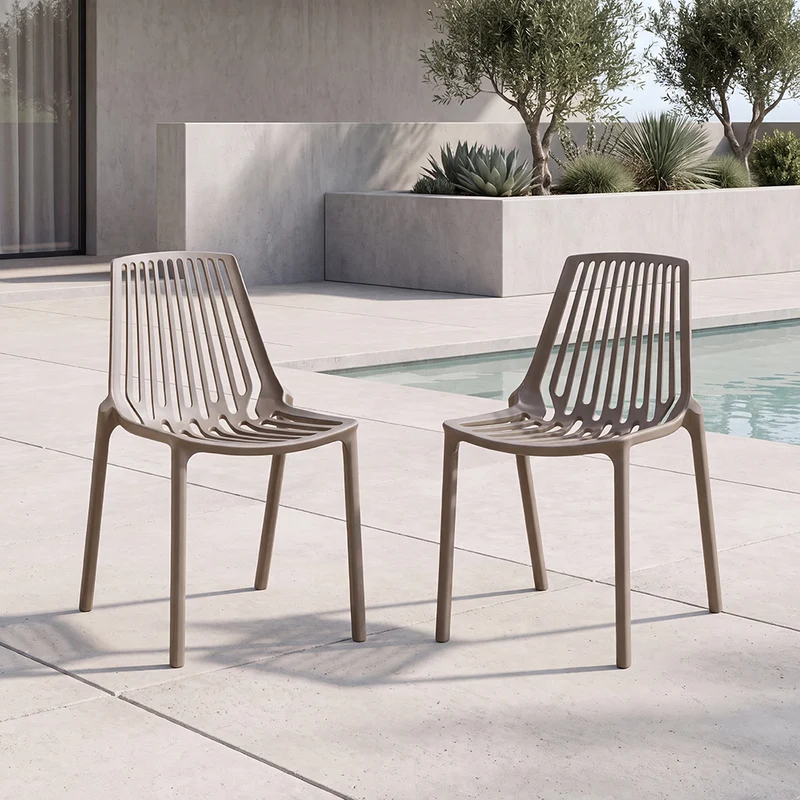 Set de 2 Sillas Tanger, Taupe, con Espaldar y Diseño Moderno