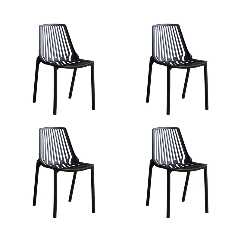 Set de 4 Sillas Tanger, Negro, con Espaldar y Diseño Moderno
