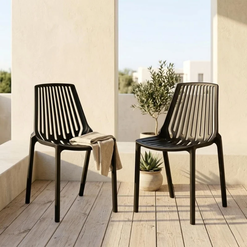 Set de 2 Sillas Tanger, Negro, con Espaldar y Diseño Moderno