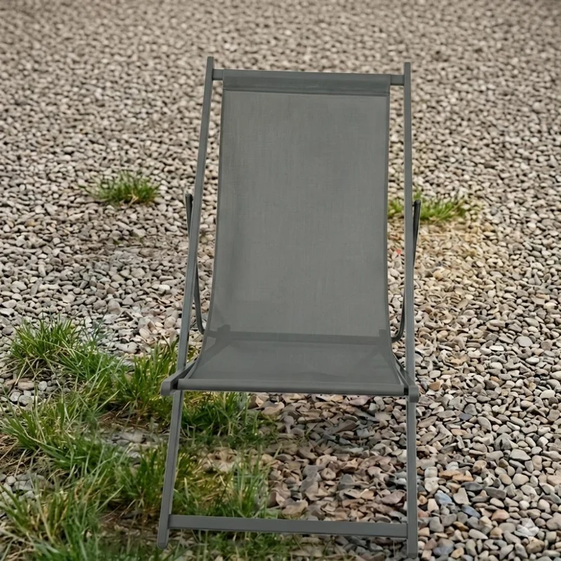 Set de 4 Sillas Plegable Reclinable Kenya, Gris Oscuro, con Tres Posiciones