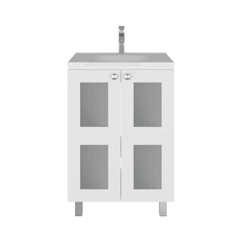 Mueble para Lavamanos Haysi, Blanco, Dos Puertas Abatibles y Entrepaño, Incluye Lavamanos ZF