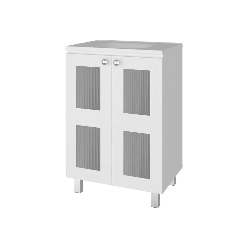 Mueble para Lavamanos Haysi, Blanco, Dos Puertas Abatibles y Entrepaño, Incluye Lavamanos ZF