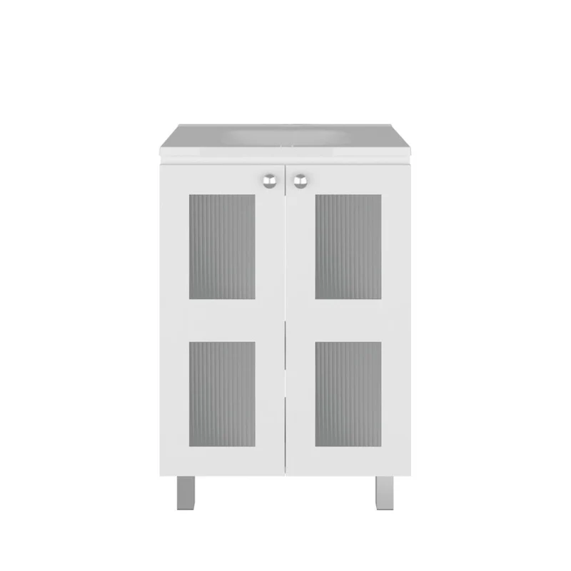 Mueble para Lavamanos Haysi, Blanco, Dos Puertas Abatibles y Entrepaño, Incluye Lavamanos ZF