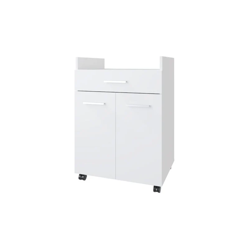 Mesa Auxiliar de Cocina Glover, Blanco Duqueza, con Rodachina ZF