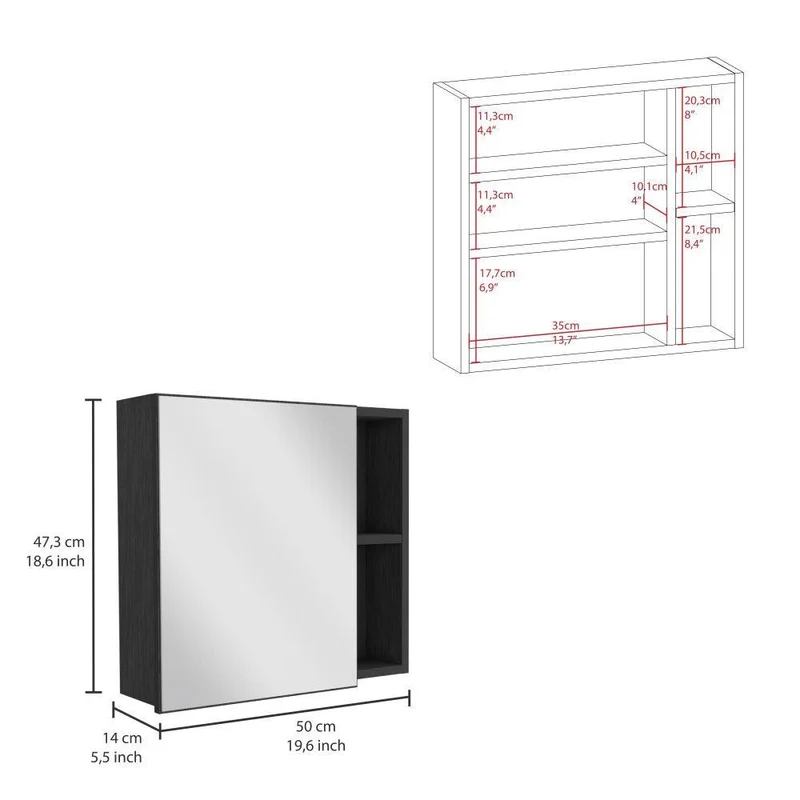 Gabinete de Baño, Omaina, Wengue, con Amplio Espacio para Guardar Objetos de Aseo ZF