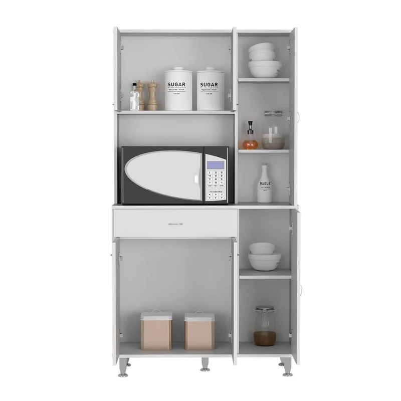 Alacena Bagan, Blanco, con un Cajón y Seis Puertas Batientes ZF