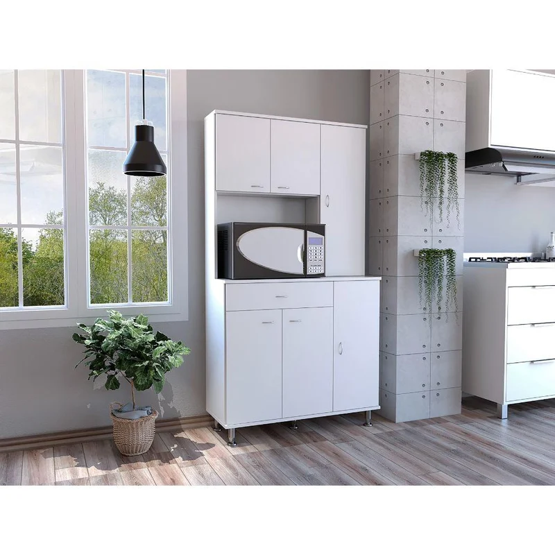 Alacena Bagan, Blanco, con un Cajón y Seis Puertas Batientes ZF