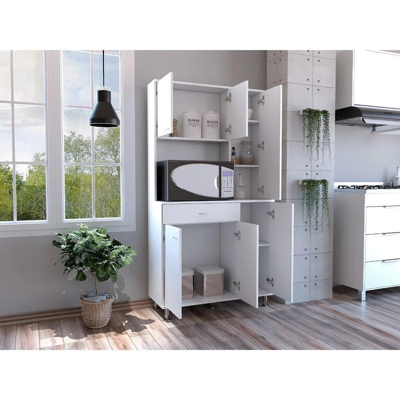 Alacena Bagan, Blanco, con un Cajón y Seis Puertas Batientes ZF
