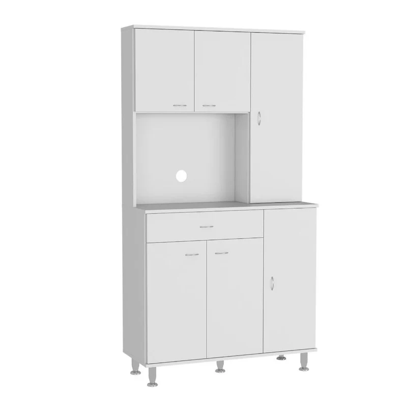 Alacena Bagan, Blanco, con un Cajón y Seis Puertas Batientes ZF