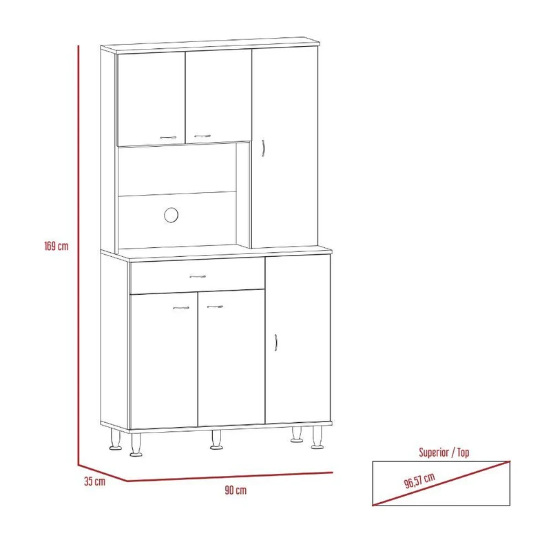 Alacena Bagan, Blanco, con un Cajón y Seis Puertas Batientes ZF