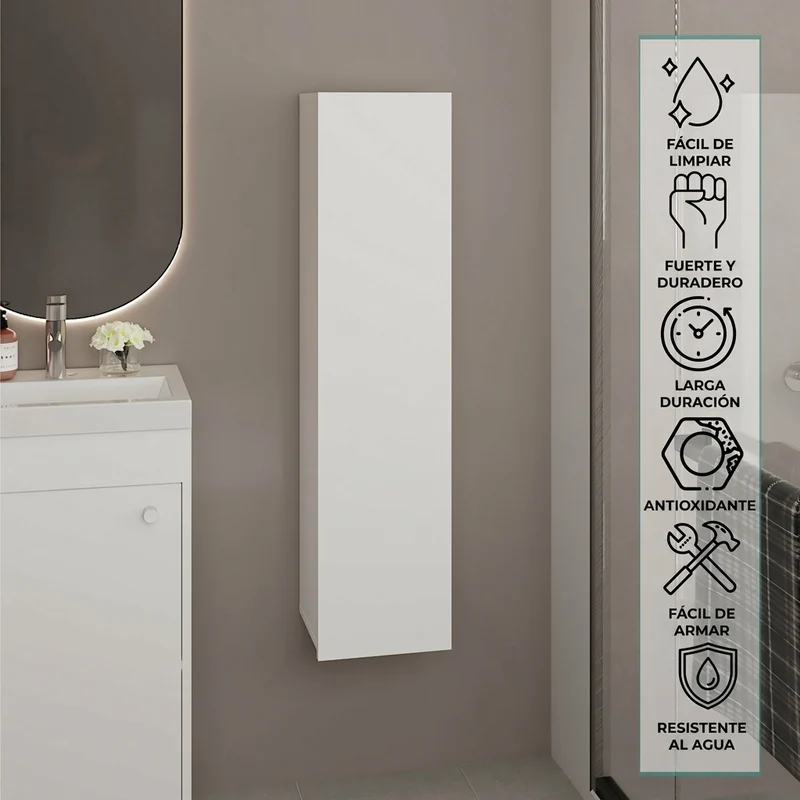 Alacena de Pared Mediana, Blanco, para Implementos de Aseo Minimalista