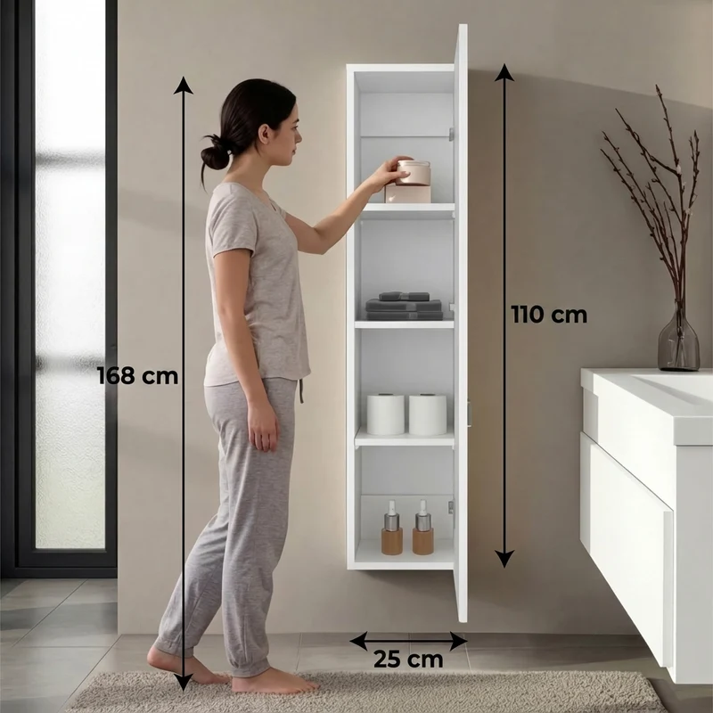 Alacena de Pared Mediana, Blanco, para Implementos de Aseo Minimalista