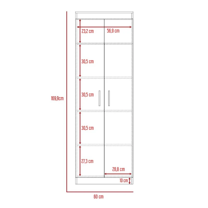 Alacena Barlovento, Wengue, con Cinco Entrepaños y Dos Puertas Batientes