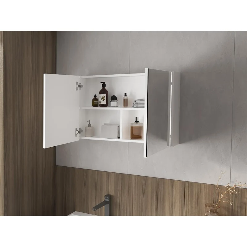 Gabinete de Baño Agni, Blanco Duqueza, con Dos Puestas y Espacio para Almacenar Objetos ZF
