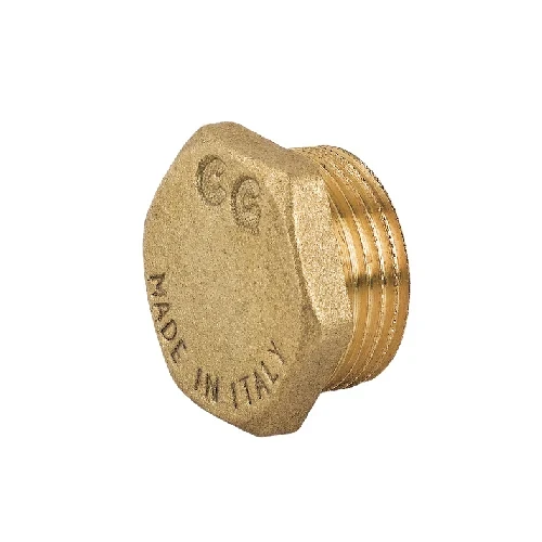 Tappo maschio con esagono in ottone giallo 3/4