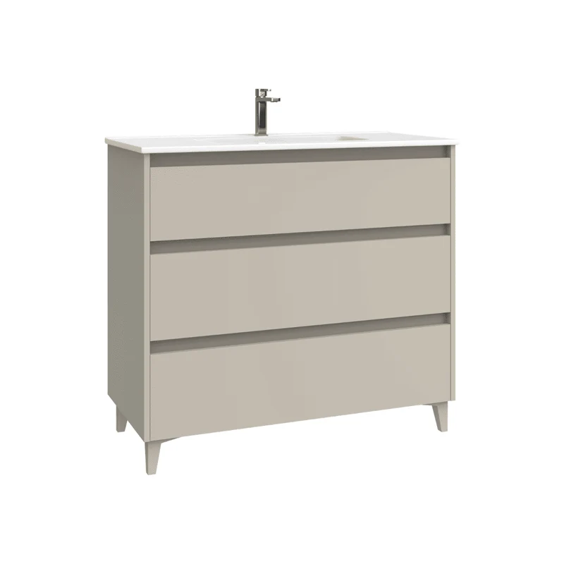 Mueble de Baño A Suelo con Lavabo Cerámico modelo Veloz|Mueble Baño 3 Cajones | Moka