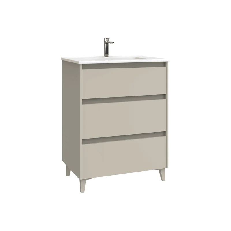 Mueble de Baño A Suelo con Lavabo Cerámico modelo Veloz|Mueble Baño 3 Cajones | Moka