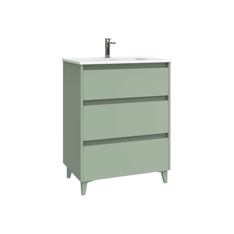 Mueble de Baño A Suelo con Lavabo Cerámico modelo Veloz|Mueble Baño 3 Cajones | Leaf