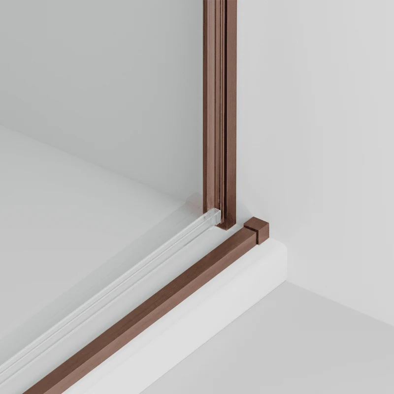 Vallance Mampara Ducha Rectangular Corredera Acceso Frontal | Vidrio Templado 6mm Antical Transparente | Perfil Cobre