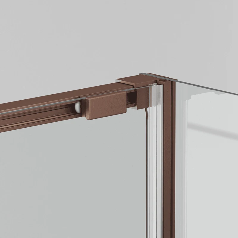 Vallance Mampara Ducha Rectangular Corredera Acceso Frontal | Vidrio Templado 6mm Antical Transparente | Perfil Cobre