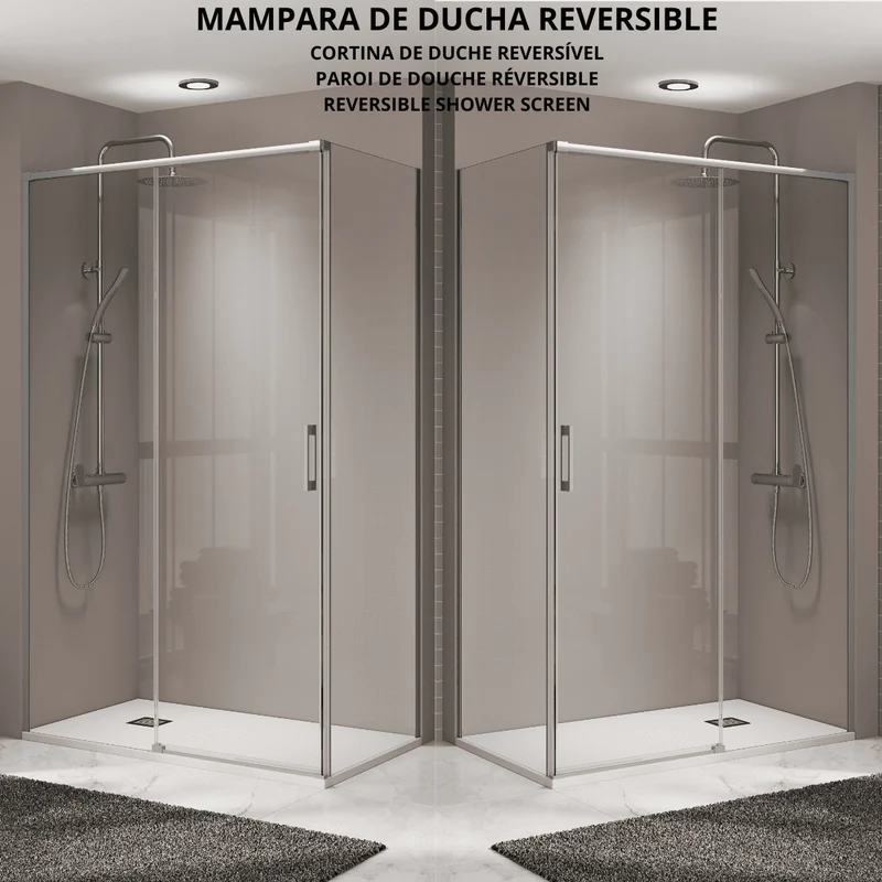 Vallance Mampara Ducha Rectangular Corredera Acceso Frontal | Vidrio Templado 6mm Antical Transparente | Perfil Cromo Brillo