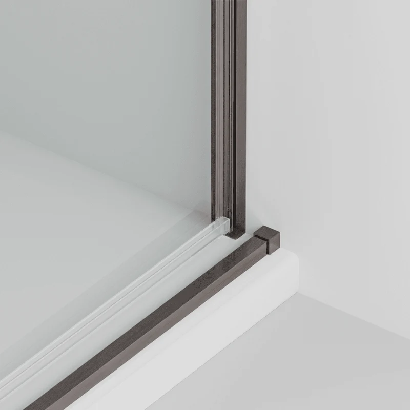 Vallance Mampara Ducha Frontal 1 puerta 1 fijo Corredera | Vidrio Templado 6mm Antical Transparente | Perfil Gun Metal